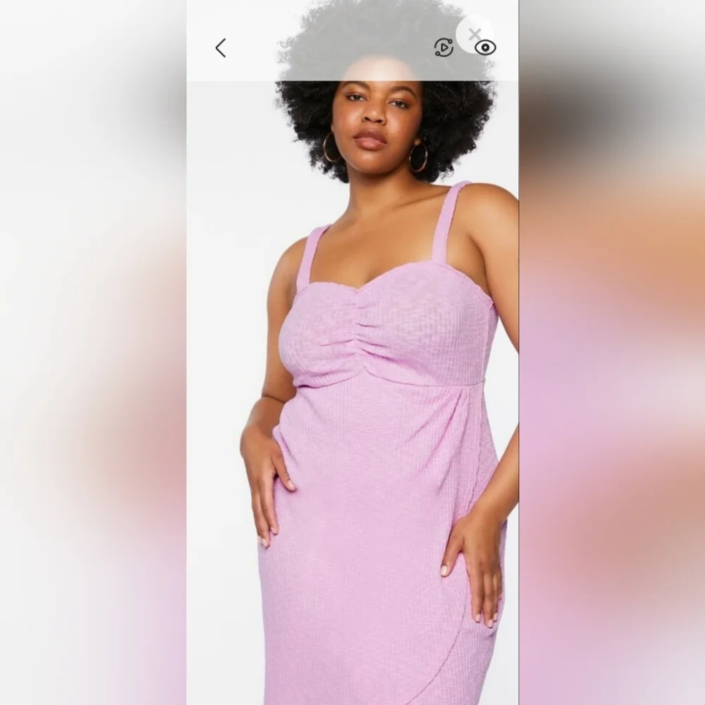 FOREVER 21 3X Plus Knee Length Dress Wisteria Lavender/Pink NWT Sweetheart Neck - Picture 5 of 14